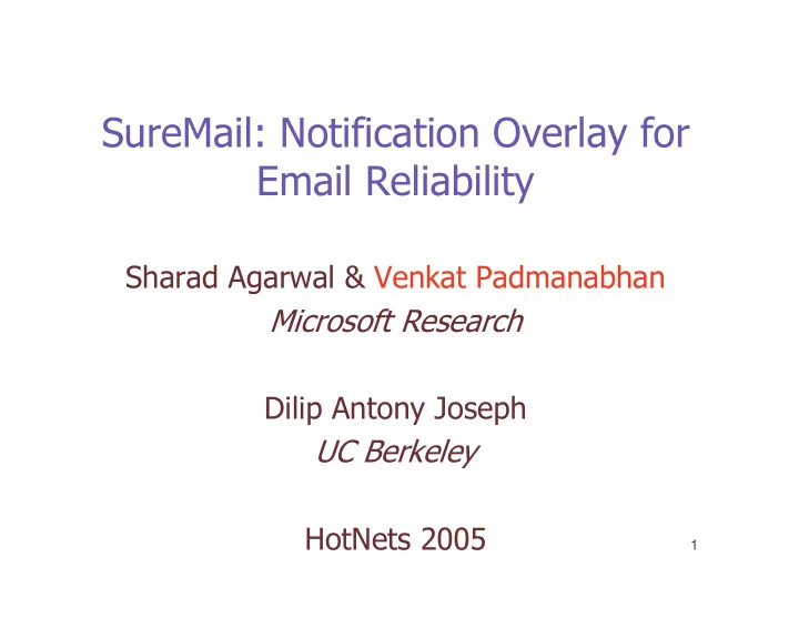 suremail notification overlay for email reliability