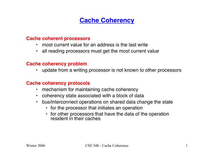 cache coherency