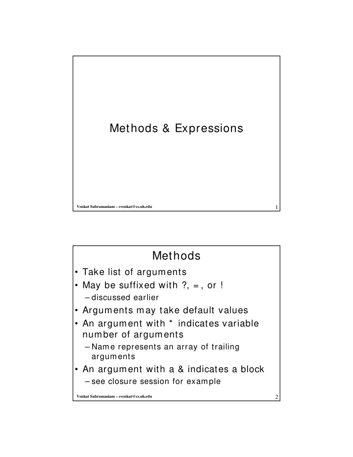 methods expressions