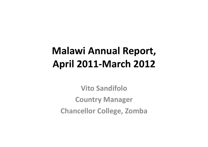 malawi annual report april 2011 march 2012