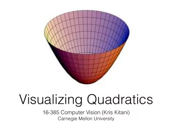 Visualizing Quadratics  16-385 Computer Vision (Kris Kitani)  Carnegie Mellon University  Equation