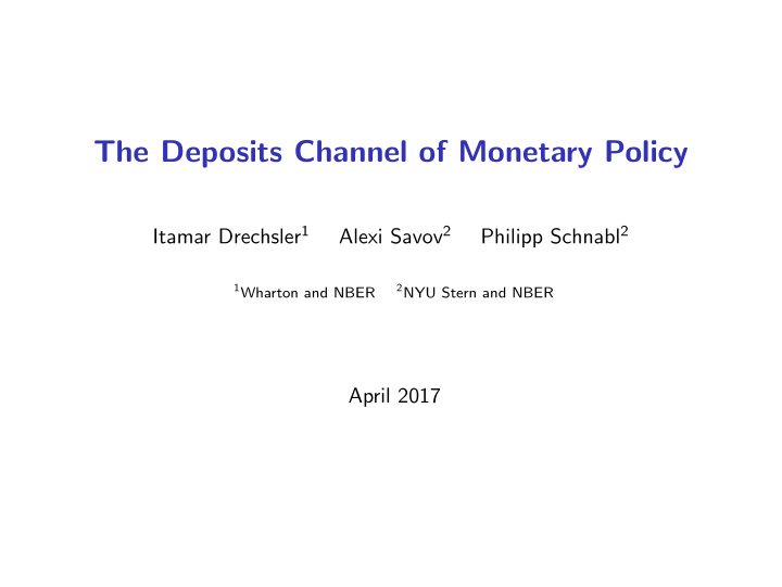 the deposits channel of monetary policy