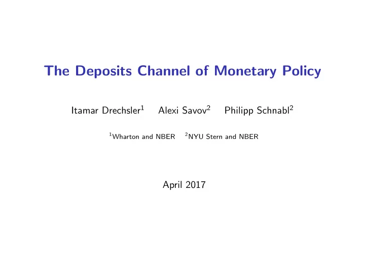 the deposits channel of monetary policy