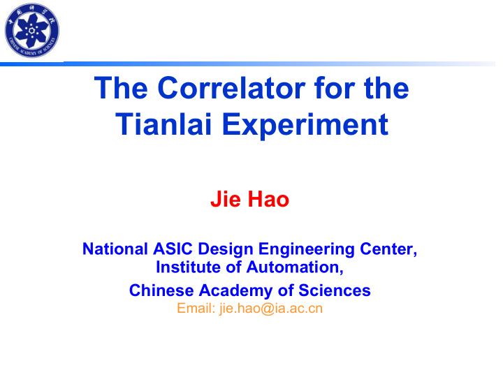 the correlator for the tianlai experiment