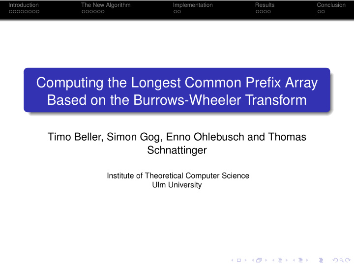 computing the longest common prefix array based on the