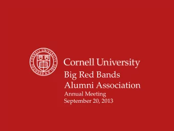 Alumni Association  Annual Meeting  September 20, 2013  1  Agenda  Weekend Schedule  Travel and