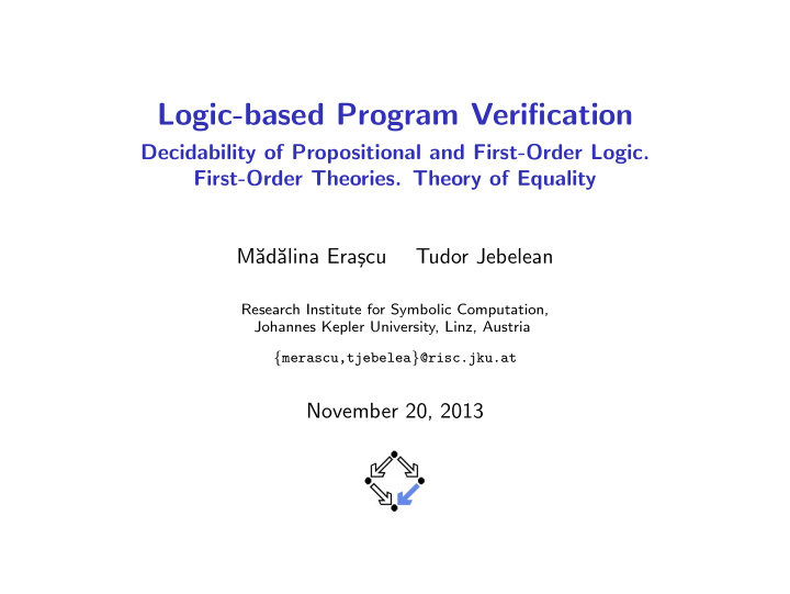 logic based program verification
