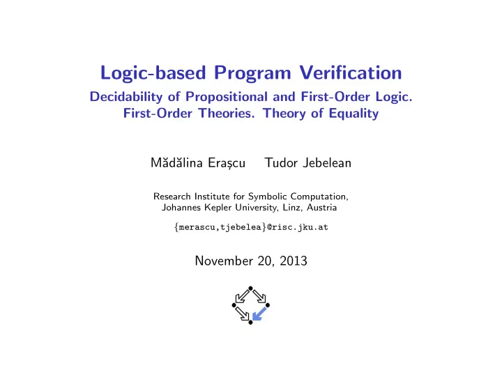 logic based program verification