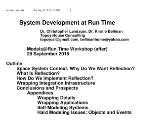 System Development at Run Time  Dr. Christopher Landauer, Dr. Kirstie Bellman  Topcy House