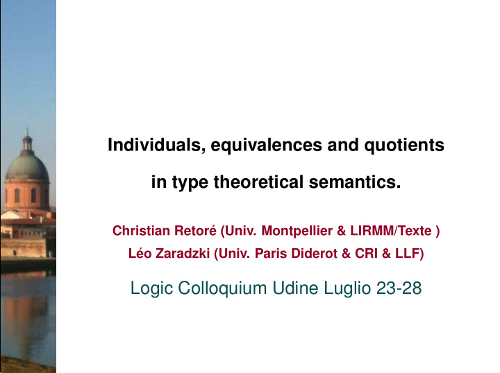 individuals equivalences and quotients in type
