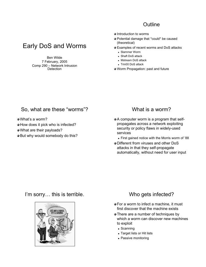 early dos and worms