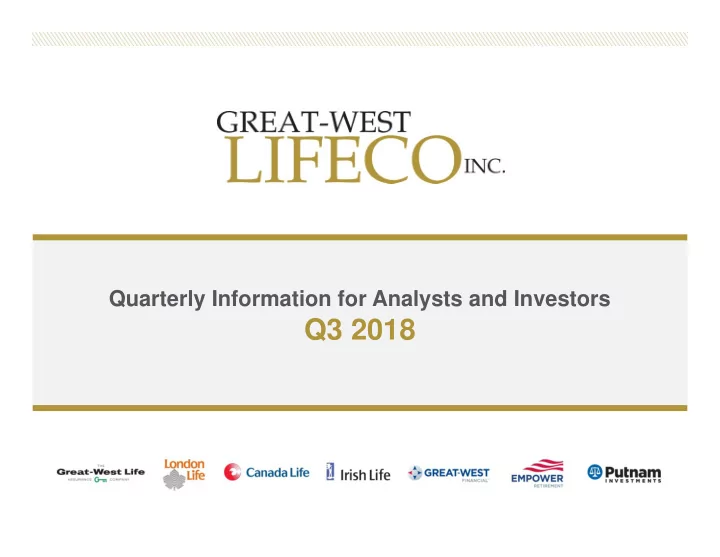 q3 2018 cautionary notes