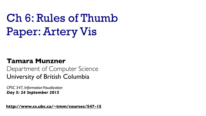 ch 6 rules of thumb paper artery vis