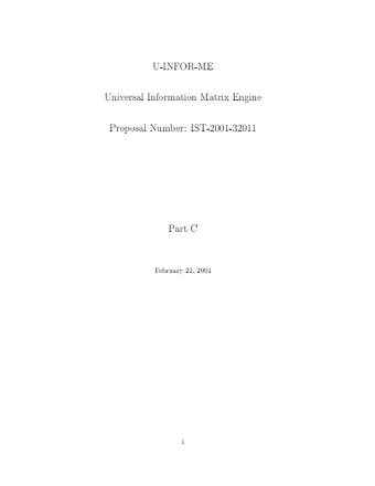 U-INF  OR-ME  Univ  ersal  Information  Matrix  Engine  Prop  osal  Num  b  er:  IST-2001-32011  P