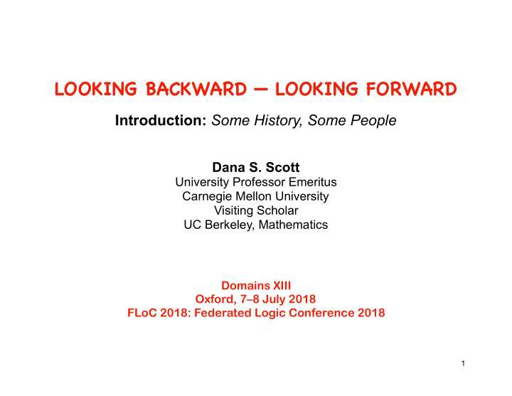 looking backward looking forward