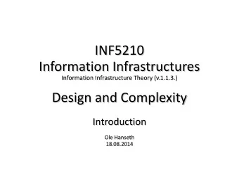 INF5210  INF5210  Information Infrastructures  Information Infrastructures  Information
