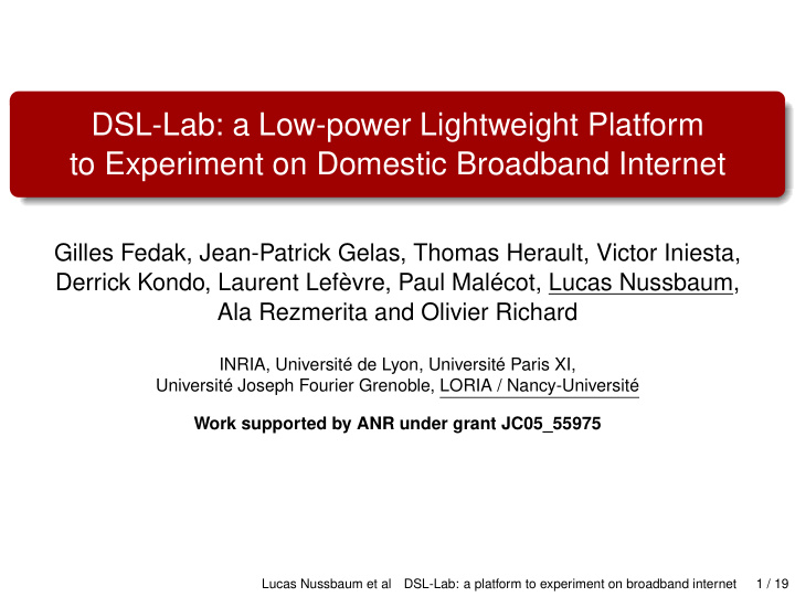 dsl lab a low power lightweight platform to experiment on
