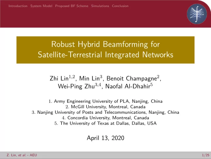 robust hybrid beamforming for satellite terrestrial