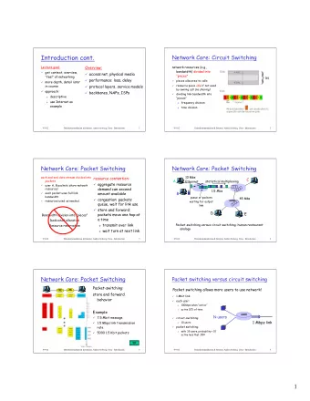 Introduction cont.  Network Core: Circuit Switching  Lecture goal:  Overview:  network resources