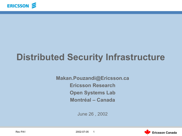 distributed security infrastructure
