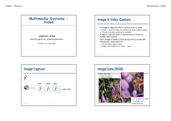 multimedia systems image video capture video