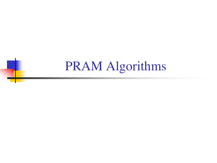 pram algorithms parallel random access machine pram
