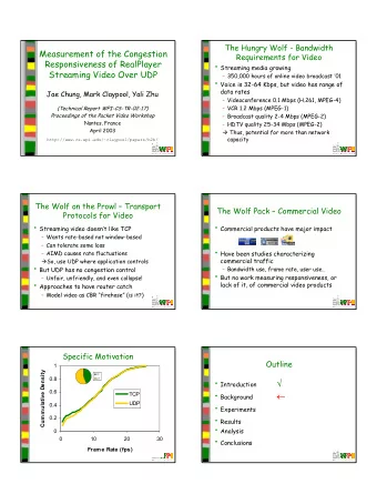 1  RealVideo Network Characteristics  Outline  RTSP  Introduction    Background
