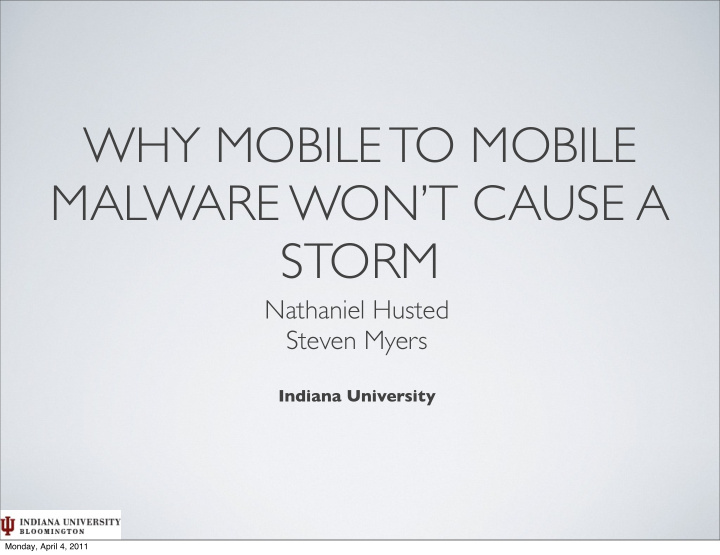 why mobile to mobile malware won t cause a storm