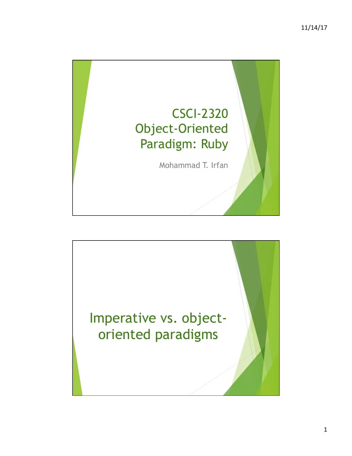 imperative vs object oriented paradigms