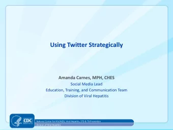 Using Twitter Strategically  Amanda Carnes, MPH, CHES  Social Media Lead  Education, Training, and