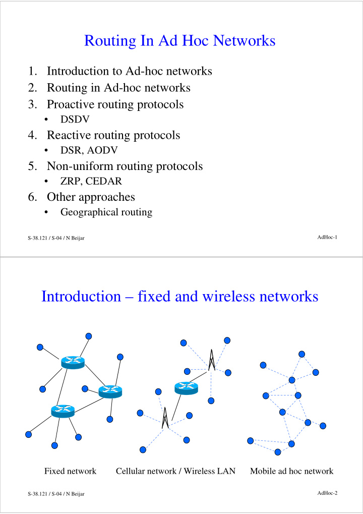 routing in ad hoc networks