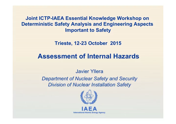 assessment of internal hazards