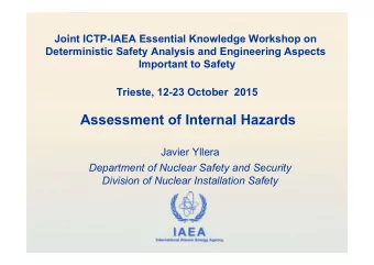 Assessment of Internal Hazards  Javier Yllera  Department of Nuclear Safety and Security  Division