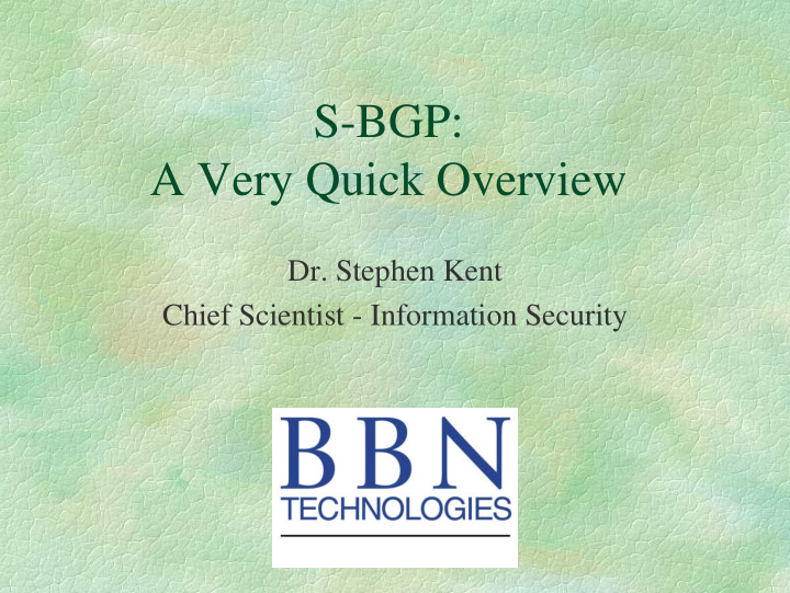 s bgp a very quick overview