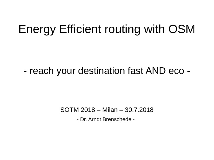 energy efficient routing with osm