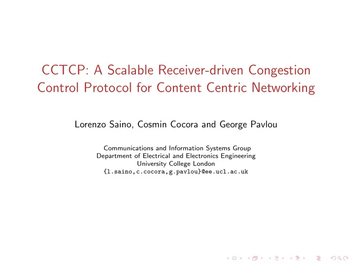 cctcp a scalable receiver driven congestion control