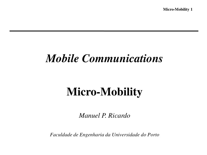 mobile communications micro mobility