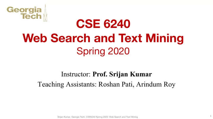 cse 6240 web search and text mining