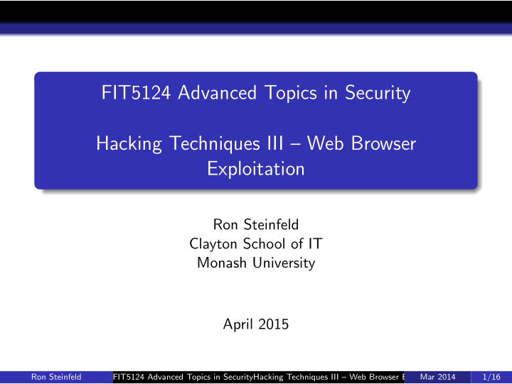 fit5124 advanced topics in security hacking techniques