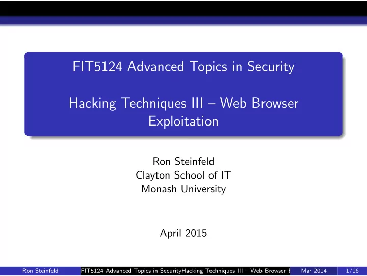 fit5124 advanced topics in security hacking techniques