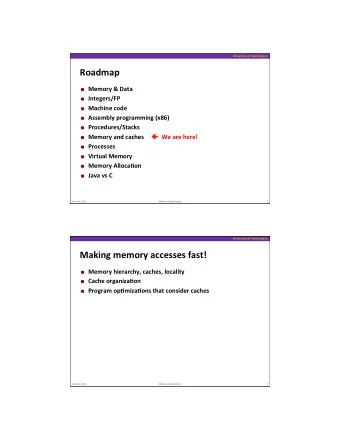 Roadmap    Memory  &amp;  Data    Integers/FP    Machine  code
