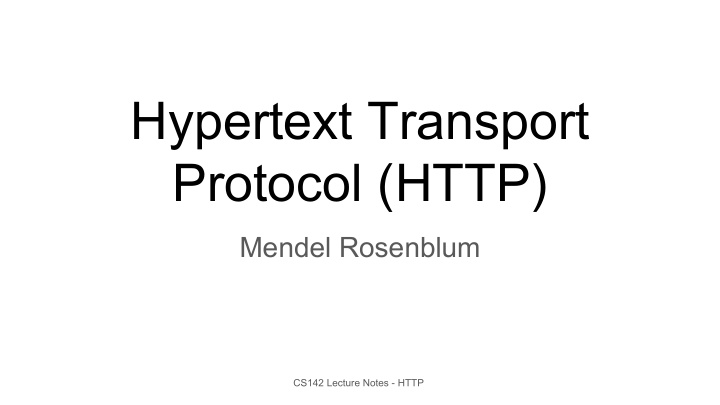 hypertext transport protocol http