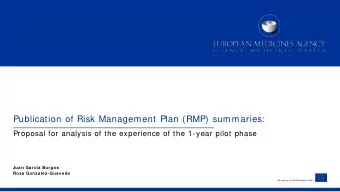 Publication of Risk Management Plan (RMP) summaries:  Proposal for analysis of the experience of