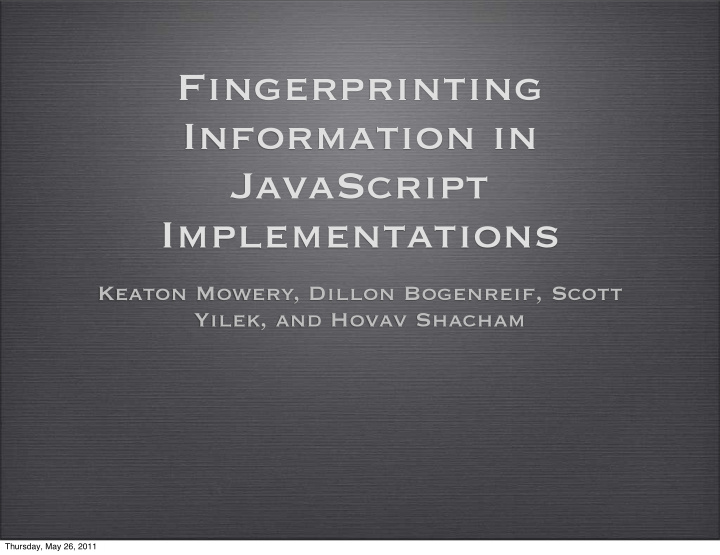 fingerprinting information in javascript implementations