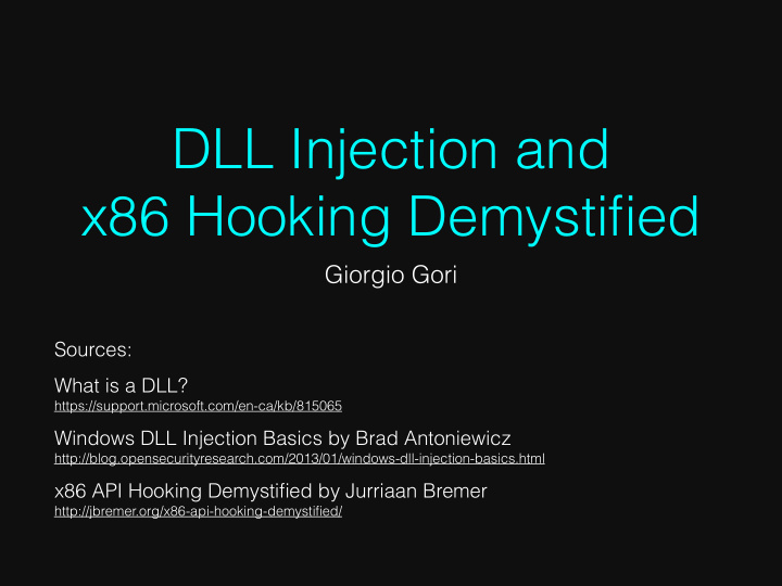 dll injection and x86 hooking demystified