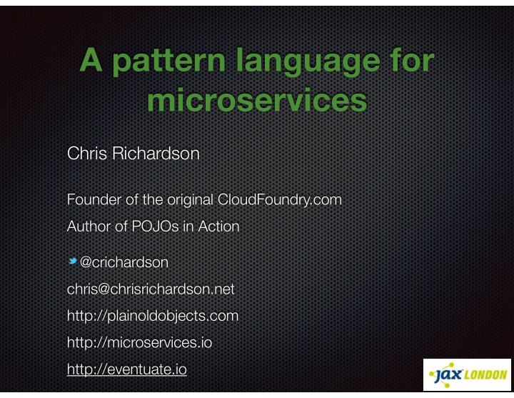a pattern language for microservices