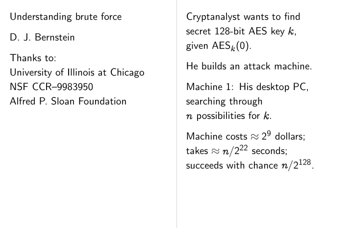 understanding brute force cryptanalyst wants to find