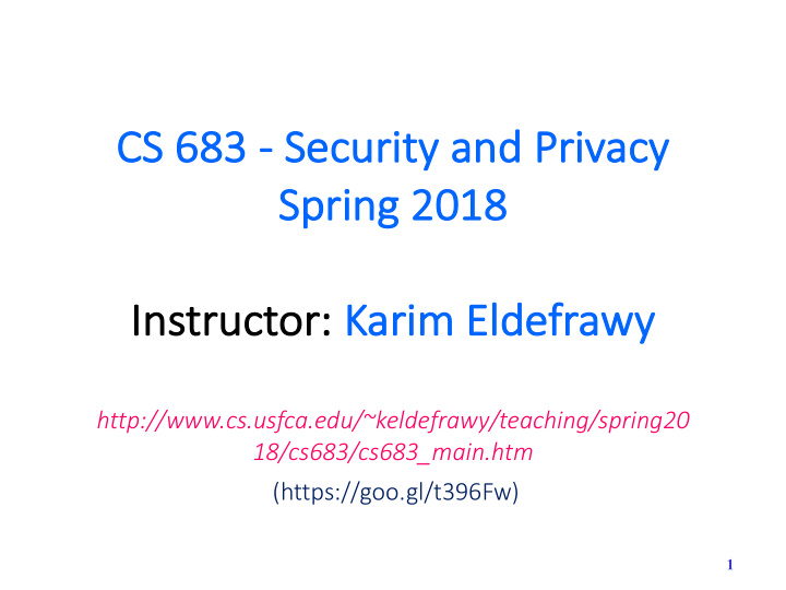 cs cs 683 683 se securi rity and pri rivacy sp spri ring