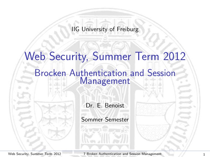 web security summer term 2012