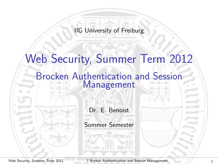web security summer term 2012